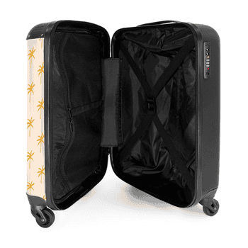 NoBoringSuitcases.com© Hartschalen-Trolley Beige mit gelben Palmen 55x35x20cm, 4 Rollen, Handgepäck Koffer & Trolleys, Luggage, Reisekoffer Frauen
