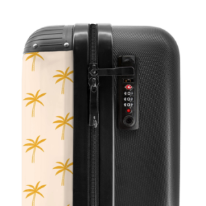 NoBoringSuitcases.com© Hartschalen-Trolley Beige mit gelben Palmen 55x35x20cm, 4 Rollen, Handgepäck Koffer & Trolleys, Luggage, Reisekoffer Frauen