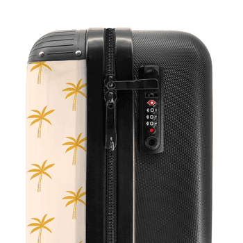 NoBoringSuitcases.com© Hartschalen-Trolley Beige mit gelben Palmen 55x35x20cm, 4 Rollen, Handgepäck Koffer & Trolleys, Luggage, Reisekoffer Frauen