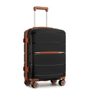 KONO Handgepäckkoffer PP – Kabinenkoffer mit TSA-Schloss & stylischen Braunen Akzenten
