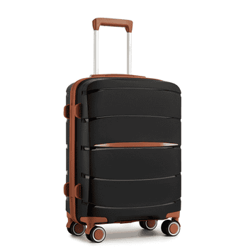 KONO Handgepäckkoffer PP – Kabinenkoffer mit TSA-Schloss & stylischen Braunen Akzenten