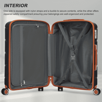 KONO Handgepäckkoffer PP – Kabinenkoffer mit TSA-Schloss & stylischen Braunen Akzenten