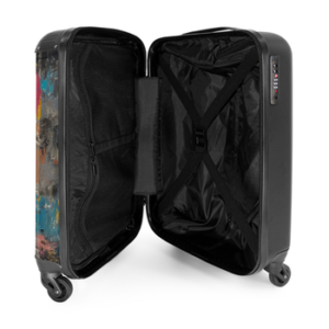 NoBoringSuitcases.com© Hartschalen-Trolley Mädchen mit herzförmigem Luftballon im Graffiti-Stil 55x35x20cm, 4 Rollen, Reisetasche mit Rollen, Koffer Handgepäck Flugzeug