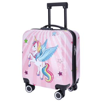 TheTrueC Koffer TheTrueC Kindertrolley 4 Rollen Einhorn Rosa