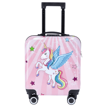 TheTrueC Koffer TheTrueC Kindertrolley 4 Rollen Einhorn Rosa