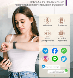 SWGOTA Smartwatch Damen mit Bluetooth-Anruf,1.43 Zoll AMOLED Display Smartwatch , IP68 Fitness Uhr mit Herzfrequenz/Blutdruck/SpO2/Schlafmonitor