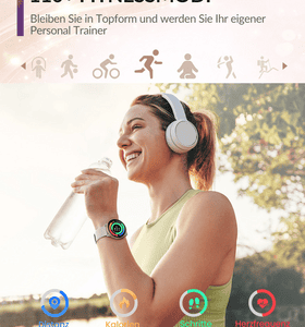 SWGOTA Smartwatch Damen mit Bluetooth-Anruf,1.43 Zoll AMOLED Display Smartwatch , IP68 Fitness Uhr mit Herzfrequenz/Blutdruck/SpO2/Schlafmonitor