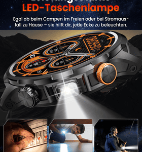 SWGOTA[LTG_SITE_PHONE]mAh Akku 1.91" AMOLED-Display Militär Smartwatch für Herren Smartwatch Herren Fur Fitnessuhr, IP68 wasserdicht, SpO2-/Herzfrequenz-/Schlafüberwachung für Android und iOS