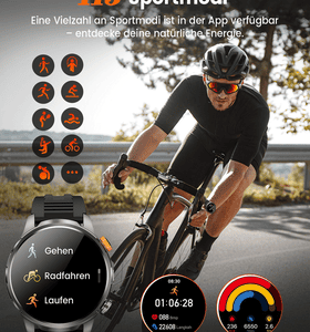 SWGOTA[LTG_SITE_PHONE]mAh Akku 1.91" AMOLED-Display Militär Smartwatch für Herren Smartwatch Herren Fur Fitnessuhr, IP68 wasserdicht, SpO2-/Herzfrequenz-/Schlafüberwachung für Android und iOS