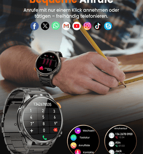 SWGOTA[LTG_SITE_PHONE]mAh Akku 1.91" AMOLED-Display Militär Smartwatch für Herren Smartwatch Herren Fur Fitnessuhr, IP68 wasserdicht, SpO2-/Herzfrequenz-/Schlafüberwachung für Android und iOS