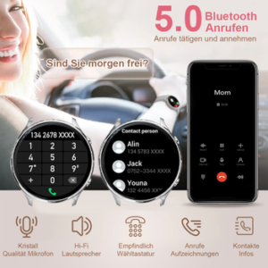 ANYSUN Fitness Tracker Uhr für Damen Herren mit Telefonfunktion Smartwatch HD Voll Touchscreen Fitness Tracker mit 120 Sport SpO2 Pulsuhr, Schlafmonitor Menstruationszyklus, Armbanduhr für iOS Android