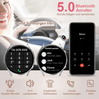 ANYSUN Fitness Tracker Uhr für Damen Herren mit Telefonfunktion Smartwatch HD Voll Touchscreen Fitness Tracker mit 120 Sport SpO2 Pulsuhr, Schlafmonitor Menstruationszyklus, Armbanduhr für iOS Android