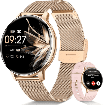 SWGOTA 2026 NEW Smartwatch Damen Fitnesstracker Uhr mit Anrufe,Pulsuhr,SpO2 Smartwatch , Smartwatch für Damen mit Blutdruck,Schlafmonitor,Zyklus,2 Armbänder