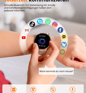 SWGOTA 2026 NEW Smartwatch Damen Fitnesstracker Uhr mit Anrufe,Pulsuhr,SpO2 Smartwatch , Smartwatch für Damen mit Blutdruck,Schlafmonitor,Zyklus,2 Armbänder