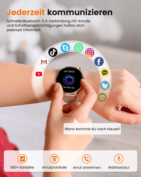 SWGOTA 2026 NEW Smartwatch Damen Fitnesstracker Uhr mit Anrufe,Pulsuhr,SpO2 Smartwatch , Smartwatch für Damen mit Blutdruck,Schlafmonitor,Zyklus,2 Armbänder