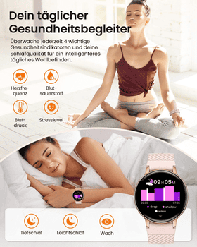 SWGOTA 2026 NEW Smartwatch Damen Fitnesstracker Uhr mit Anrufe,Pulsuhr,SpO2 Smartwatch , Smartwatch für Damen mit Blutdruck,Schlafmonitor,Zyklus,2 Armbänder