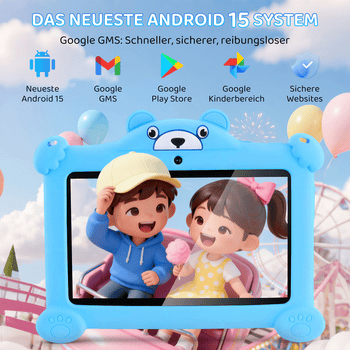 oyajia 7 Zoll mit Robuster Hülle, 4GB+64GB, WiFi Bluetooth IPS HD Android 15 Tablet