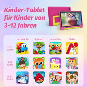 BUFO 10 Zoll 20GB RAM+64GB ROM 1280x800 HD-Display Android15 Kinder Tablet