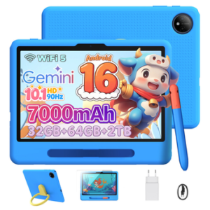 POCKAM Kinder Lern-Tablet mit Elternkontrolle 10'' Android 16, 64GB ROM kids Tablet