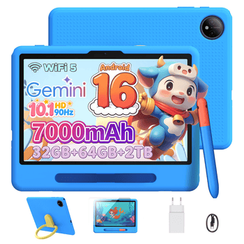 POCKAM Kinder Lern-Tablet mit Elternkontrolle 10'' Android 16, 64GB ROM kids Tablet