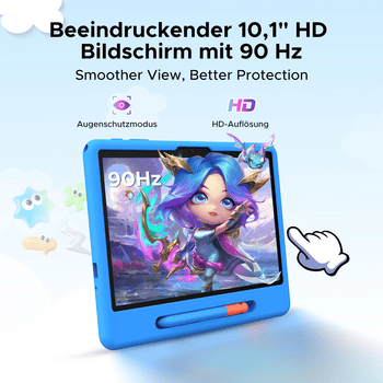 POCKAM Kinder Lern-Tablet mit Elternkontrolle 10'' Android 16, 64GB ROM kids Tablet