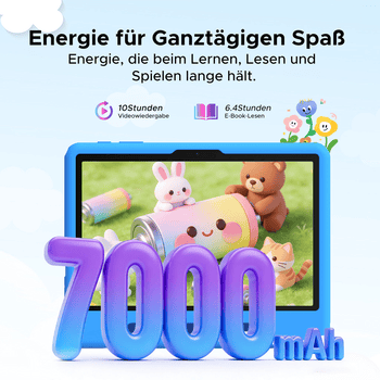 POCKAM Kinder Lern-Tablet mit Elternkontrolle 10'' Android 16, 64GB ROM kids Tablet
