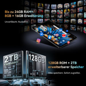 blackview 2026 Mega2 128/256GB 4G Android 15 2,4K Tablet , 5G WiFi, 2.4K, Android 15, 9000mAh, 4G LTE, 128/256GB)