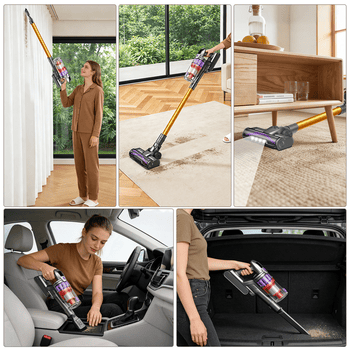 Grenintol Akku-Hand-und Stielstaubsauger 85000Pa Akku Staubsauger,Akku Handstaubsauger,Akkusauger Kabelloser, 500 W, beutellos, AkkuStaubsauger 500W,Handstaubsauger mit 4 Saugstufen,60 Min Laufzeit