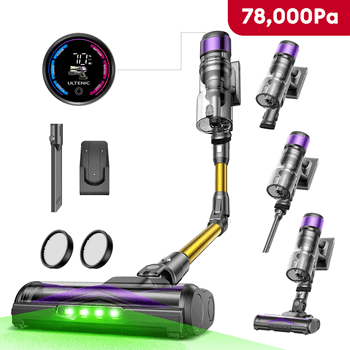 Ultenic Akku-Stielstaubsauger Akkustaubsauger,78000PA/650 W/Zero-Tangle-Bodenbürste, 650,00 W, beutellos, Anti-Tangle Bodenbürste für Hartböden Teppiche Tierhaare
