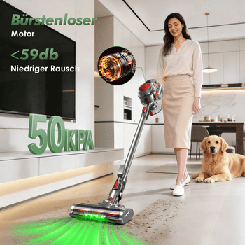 Adormii Akku-Hand-und Stielstaubsauger Akku Staubsauger,Staubsauger Kabellos 50kPa/50Min,GreenEye-Technologie, beutellos, Selbststehendes Design,Staubsauger für Tierhaare,Teppich und Hartboden