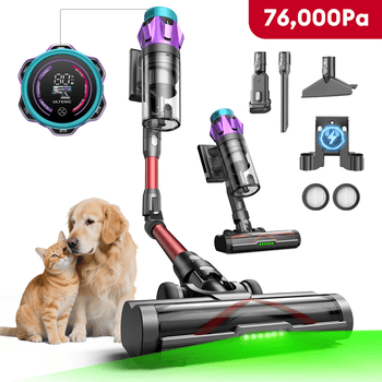 Ultenic Akku-Hand-und Stielstaubsauger akkustaubsauger,kabellos,8 in 1/76000PA/80min, 600 W, beutellos, 180°flexibles Biegegelenk, selbststehendes Design