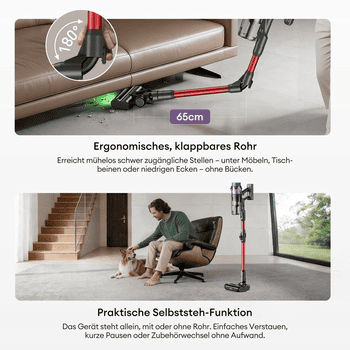 Ultenic Akku-Hand-und Stielstaubsauger akkustaubsauger,kabellos,8 in 1/76000PA/80min, 600 W, beutellos, 180°flexibles Biegegelenk, selbststehendes Design