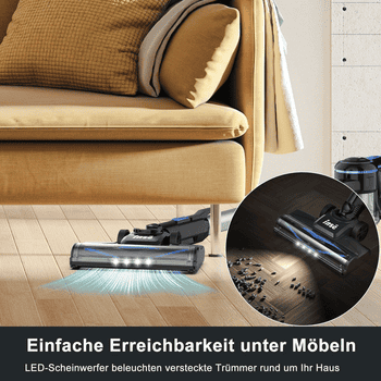 INSE Akku-Hand-und Stielstaubsauger Akku Staubsauger,Akku Handstaubsauger,55 Minuten Laufzeit, Akkusauger Kabelloser, 35KPa, 1,2L Große Staubbehälter,LED-Beleuchtung