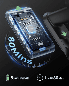 FOSMET Akku-Hand-und Stielstaubsauger Akku Staubsauger 80000Pa 750W 80min, 2,6L Staubbehälter, OLED Display, 750 W, 2.6L, Kabelloser Stabstaubsauger mit 11-Stufen-Filter, 50dB leise, für Böden