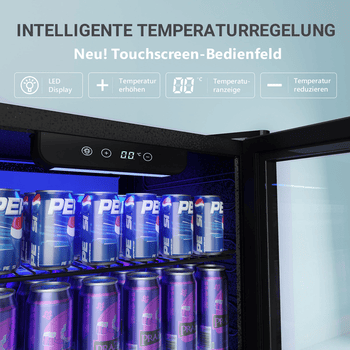 EUHOMY Getränkekühlschrank 90L Mini-Kühlschrank für 126 Dosen mit verstellbaren Ablage Getränkekühlschrank, 79.5 cm hoch, 47.5 cm breit, für Limonade, Bier oder Wein, für Zuhause, Bar und Büro