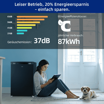 CHiQ Table Top Kühlschrank Schnelle Kühlung, EEK C, 84.5 cm hoch, 54.9 cm breit, 12 Jahre Garantie auf den Kompressor, 37dB, EEK C