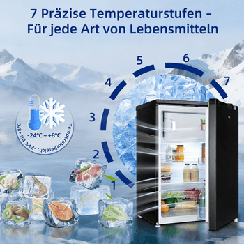 CHiQ Table Top Kühlschrank Schnelle Kühlung, EEK C, 84.5 cm hoch, 54.9 cm breit, 12 Jahre Garantie auf den Kompressor, 37dB, EEK C