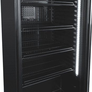GastroHero Getränkekühlschrank GKS-230 Flaschenkühlschrank, Glastür & LED, abschließbar schwarz, 146.7 cm hoch, 53 cm breit, doppelverglaster Isolierglastür, Temperaturbereich: 0 °C bis +8 °