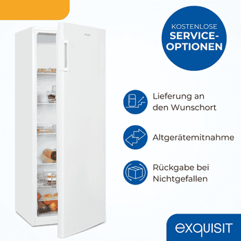 exquisit Vollraumkühlschrank KS5320-V-H-040E, 142.6 cm hoch, 54.4 cm breit, 242 Liter, 5 Glasablagen, 4Türablagen, 40 db, Türanschlag wechselbar