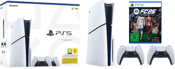 Playstation Playstation 5 Slim + 2 Controller + FC 26 Bundle PS5 Set 1TB, SSD, HDR, Gaming Console mit 2 Kontroller