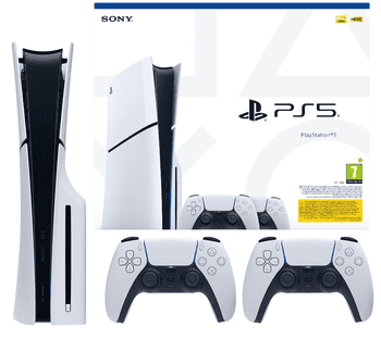 Playstation PlayStation 5 Slim Konsole Disk Edition + 2 Controller Bundle 1TB, mit CD Laufwerk Disc