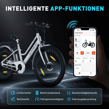 HITWAY E-Bike Cityrad 27,5 Zoll Elektrofahrrad für Damen Herren, Pedelec mit 36V 13Ah Akku, 1 Gang, 250W Heckmotor, 468 Wh, E-fahrräde, E-Citybike mit Schloss, Pumpe, APP