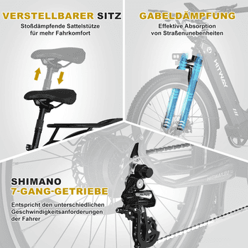 HITWAY E-Bike Pedelec 26 *3,0 zoll Elektrofahrrad mit Samsung 48V18Ah Akku bis zu 120km, 7 Gang shimano shimano Schaltwerk, Kettenschaltung, Heckmotor, 864 Wh, StVZO Pedelec, Tiefeinstieg für Damen Herren mit APP Funktion