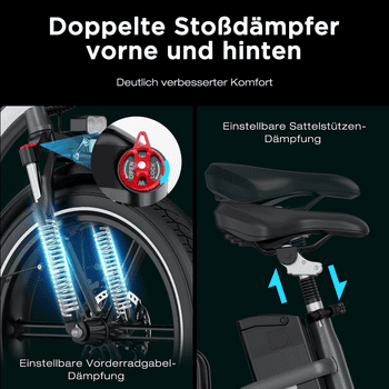 HITWAY E-Bike Faltrad 20*4,0 zoll Elektrofahrrad mit 48V18Ah Akku bis 70-140km, 7 Gang shimano shimano Schaltwerk, Kettenschaltung, Heckmotor, 864 Wh, Pedelec E Mountainbike mit StVZO APP NFC