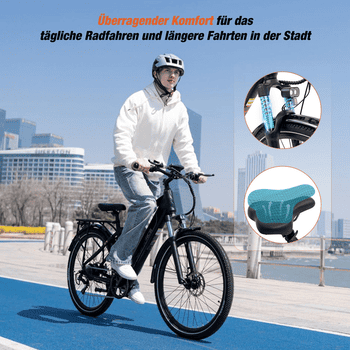 RCB E-Bike Pedelec G5 für Stadt und Gelände,27,5 Zoll Herren Elektrofahrrad,13Ah,40-70 km, 7 Gang, Kettenschaltung, Heckmotor, 468 Wh, APP, ebike Herren, Gepäckträger hinten
