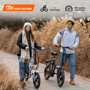 EVERCROSS TECH E-Bike EK5 Faltbares E-Fahrrad,klapprad Riemenantrieb,Pedelec, 36V 13AH, Heckmotor, 468 Wh, Heckmotor, 15/20/25 KM/H, bis 35-60km, ebike Herren/Damen