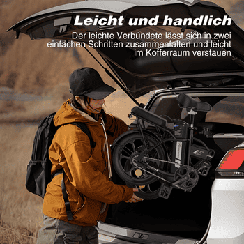 EVERCROSS TECH E-Bike EK5 Faltbares E-Fahrrad,klapprad Riemenantrieb,Pedelec, 36V 13AH, Heckmotor, 468 Wh, Heckmotor, 15/20/25 KM/H, bis 35-60km, ebike Herren/Damen