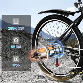 RCB E-Bike RK15, APP, 26 Zoll Pedelec, 10,4 Ah Lithium-Akku, Reichweite 30-50 km, 7 Gang, Kettenschaltung, 250W Heckmotor, 374,4 Wh