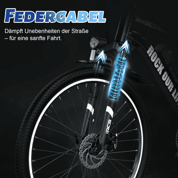 RCB E-Bike RK15, APP, 26 Zoll Pedelec, 10,4 Ah Lithium-Akku, Reichweite 30-50 km, 7 Gang, Kettenschaltung, 250W Heckmotor, 374,4 Wh