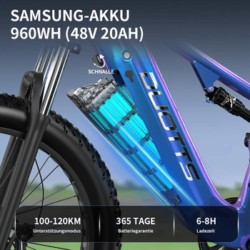 DUOTTS E-Bike Mountainbike Mountainbike E26 mit starkem Motor, 26x4’’ Reifen, 80 Nm, 8 Gang Shimano, Heckmotor, 960 Wh, , Stillvolles E-Mountainbike Elektrofahrrad für Gelände